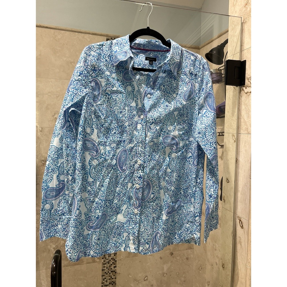 Talbots Floral Cotton Button Front Shirt Multi Color Women's Size Medium New